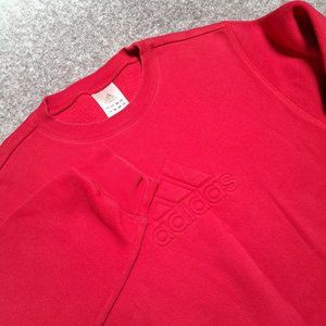 Adidas Women Puffy Embroider Red Faded Crewneck Sweatshirt Size XL